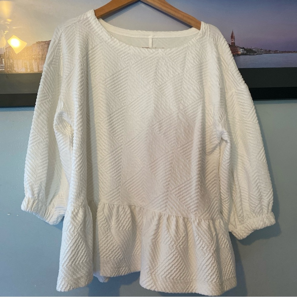 Maeve Anthropologie white peplum  Blouse